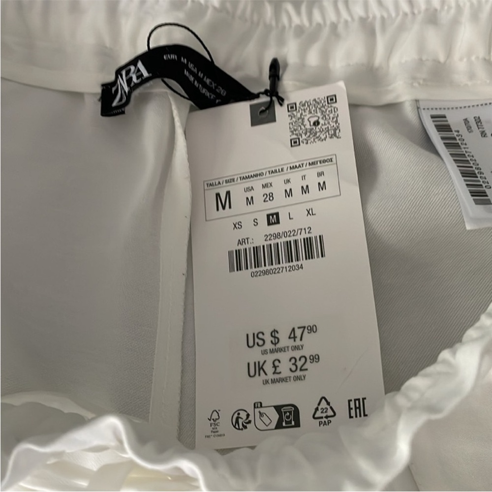 NWT - Zara - White Linen Feel Pant - Size M - Picture 6 of 7